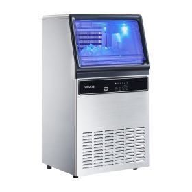 Commercial Ice Maker Machine with Pump, 130Lbs/24H with 33Lbs Storage, 45 Cubes per Cycle