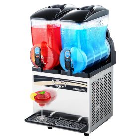 Commercial Frozen Drink Maker, 15Lx2 Double Tank Slushy Machine, 120 Cups Stainless Steel Margarita Smoothie Frozen Drink Machine